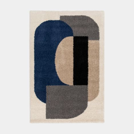 Tapis style berbère - Terre ancestrale - Bleu touareg, gris - 160 x 230 cm (1/5)