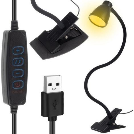 Lampe de table LED avec pince, pour une utilisation de chevet, au bureau, au salon ou en décoration, pour un usage quotidien en intérieur.-AquaForge (1/5)
