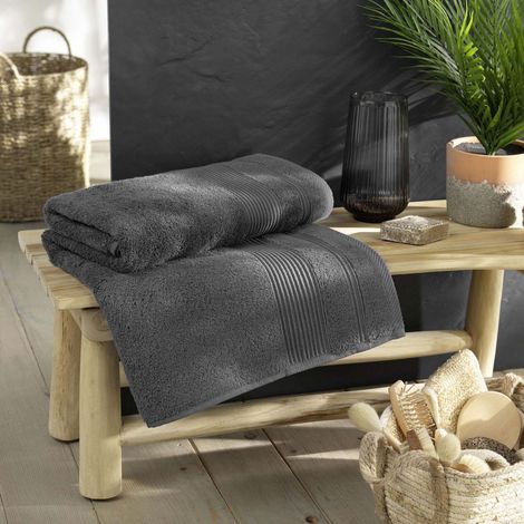 Drap de Bain 90x150 cm - Collection Tendresse - Éponge 500 g/m² - 90x150cm - Gris anthracite