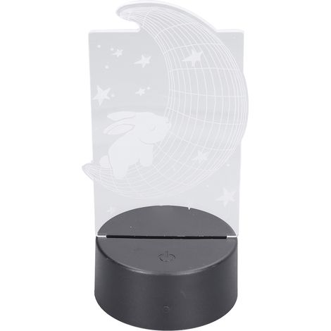 Lampe de table 3D Lapin Lune Veilleuse LED 7 couleurs Interrupteur tactile Alimentation USB Lampe décorative 3D pour enfants (1/5)