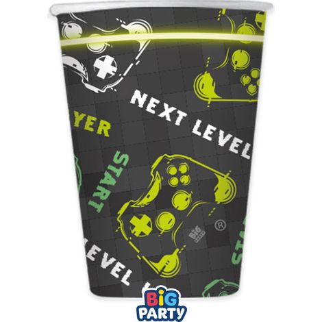 Big Party Bicchieri Carta Videogame 250 Cc Cf 6 Pz Nero Verde