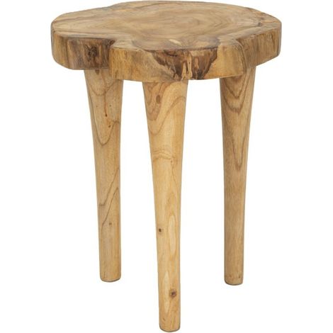 Sgabello Kursi in teak riciclato, piano organico Ø 35 cm