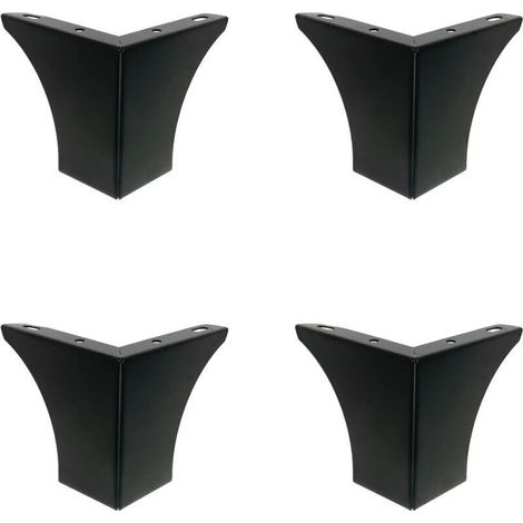 Pieds de Meubles en Métal Noir 100 mm pour Cuisine Table Armoire Lit Canapé Chaise Lot de 4 Silencieux Antidérapants (1/4)