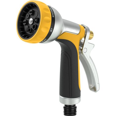 Pistolet d'arrosage et embout de tuyau en métal offrant 7 types jet pistolet à eau métal est doté d'un mécanisme de verrouillage et convient à l'arrosage des plantes et au lavage des véhicules (1/5)