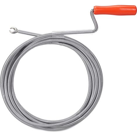 Relaxdays Sturatubi con Gancio, Sonda Pulizia Tubi di Scarico Manuale, WC, Doccia, Lavandini, Lavabo, 9mm x 5m, argento (1/5)