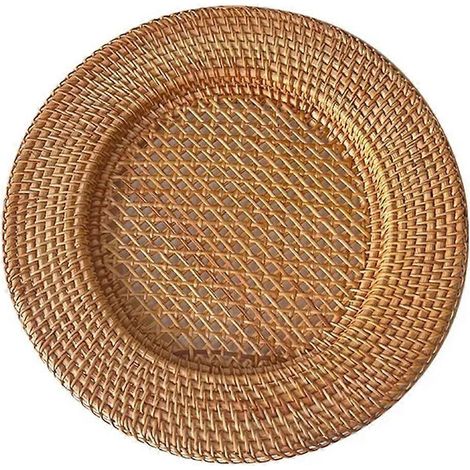 Assiette ronde de 33 cm en rotin naturel fait main, set de table décoratif, plateau à pain et à en-cas, décoration de table (1/5)