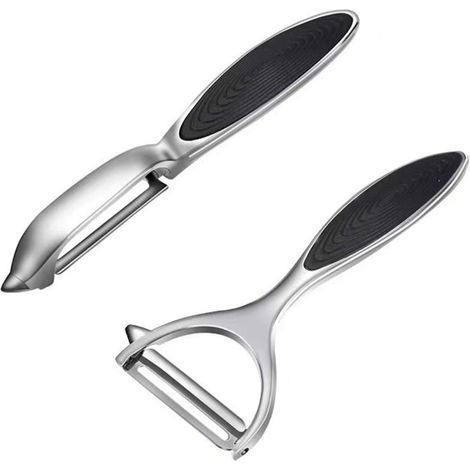 2 pcs Eplucheur pomme de terre - éplucheur en acier inoxydable pour carottes, aubergines, poires, mangues et concombres, avec poignée ergonomique antidérapante (1/4)