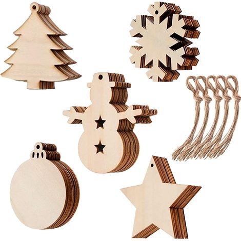 Décorations de Nol pour la maison DIY Doodle Copeaux de bois (6 styles) 50 pcs (1/5)