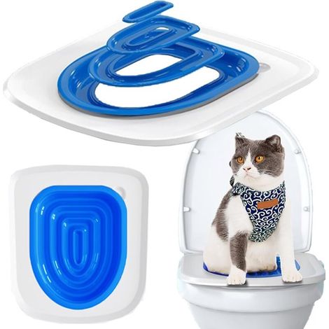 Bleu Cat Trainer Toilet Kit de Formation aux WC pour Chats, Pack Réutilisable en Plastique