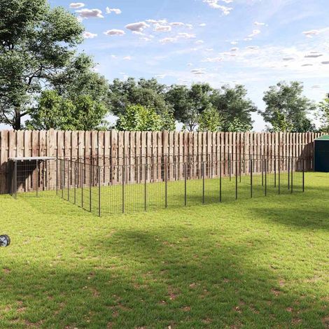 vidaXL Perrera negra 30,25 m² acero (1/5)