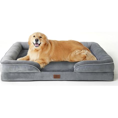 Hundebett orthopädisch Kistenschaum L 122 x B 89 x H 20 cm Grau (1/5)