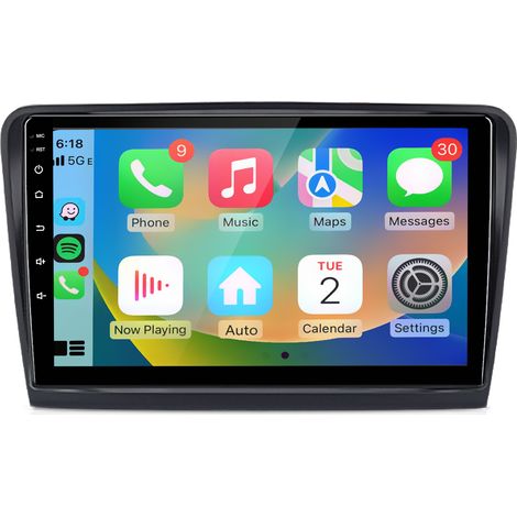 Hexinex Autoradio Octa-Core Android 15 4+64 Go 10 pouces avec carPlay GPS RDS commandes au volant et Wi-Fi pour Skoda Superb II 2008–2013 (1/5)