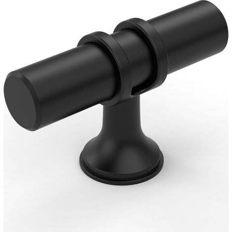 Lot de 10 boutons noirs en alliage d'aluminium avec vis, pour meubles de cuisine et tiroirs. (1/5)