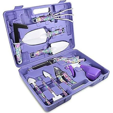 Kit De Jardinage - 10 Outils À Main - Boîte De Transport Avec Compartiments - Pour Jardin Intérieur Et Extérieur - Lot De 1 (1/5)