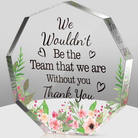 Plaque acrylique style élégant – Cadeau de remerciement pour femme, présent d’appréciation Noël, cadeau départ inspirant pour collègue, employée, infirmière, déco maison et bureau - 6x6x1cm (1/5)