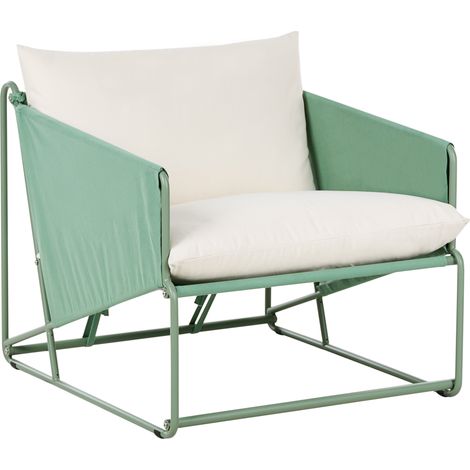 Silla de jardín baja de metal con cojines de asiento y respaldo muebles de exterior interior jardín con reposabrazos verde Ponte
