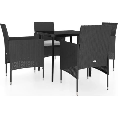 Set da pranzo da giardino mobili da esterno con cuscini 5 pezzi nero 020014154