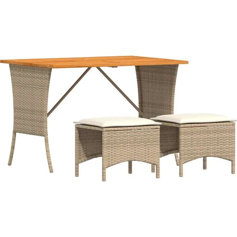 Ensemble à manger de jardin et coussins 3 pcs,Salon de jardin Beige poly rotin CFW83675 (1/5)