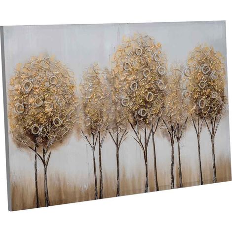 Cuadro pintado a mano con relieve oro 60x90x3