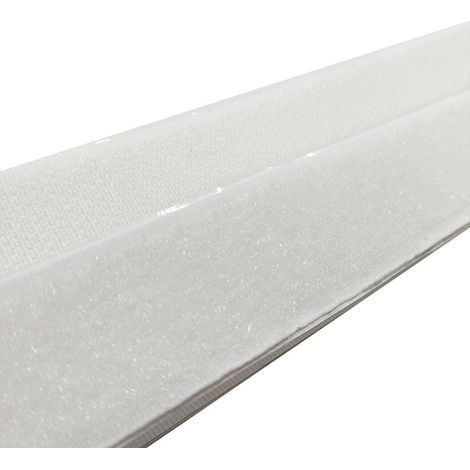 Ruban adhésif double face, pelucheux, de 25 mètres, pour coller rideaux, tapis, tissus, moustiquaires, photos, adhésif puissant, système auto-agrippant (peluche blanche, 20 mm) (1/4)