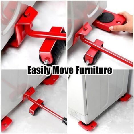 Ensemble d'outils de déplacement pour élévateur de meubles, bleu, fixe, non pliable, base plate-forme, 4 roues 360°, chariot de déplacement avec élévateur, charge maximale 1 300 lb (1/3)
