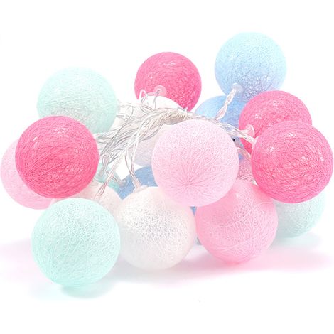 Guirlande Lumineuse Boules Coton - 3.5m 20 Led Sphérique - Décoration Intérieure Extérieure Mariage Noël - Piles Non Incluses (1/5)