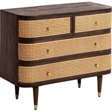 Commode 4 tiroirs en bois de manguier et cannage Soren (1/5)