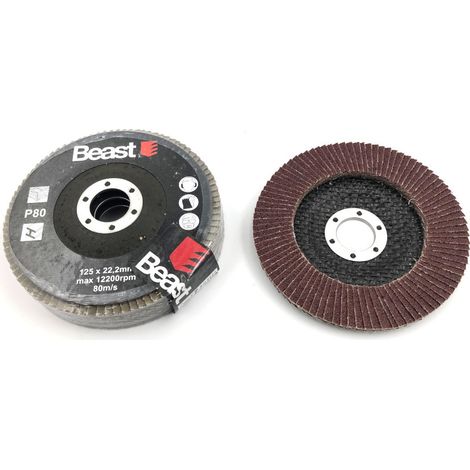 3 Disques Lamelles Bombés D. 125 x Al. 22,23 mm - Gr 80 Corindon pour Bois - Métal - Usage Professionnel - Beast (1/5)