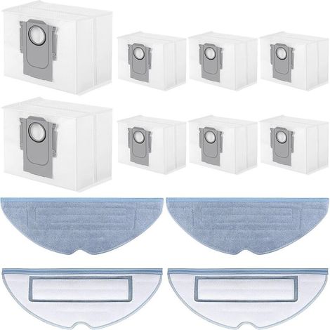 pour Roborock Aspirateurs Robot S7 MaxV Ultra/ S7 Pro Ultra, Accessoires Kit Englober 8 Sacs Aspirateur et 4 Serpillière, pour Nettoyage des Sols
