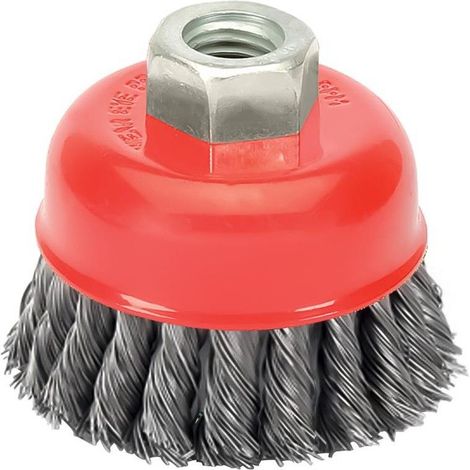 Cepillo Taza Acero Trenzado Ø 100 mm. Rosca M14 / Alambre de Ø 0,50 mm.