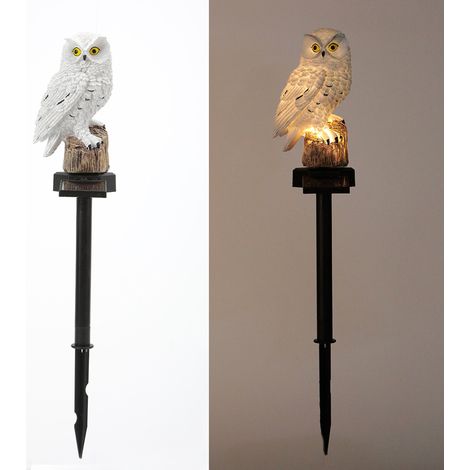 Lampe Solaire Exterieur Jardin Hibou, Automatique Étanche Eclairage Solaire, Lampe Exterieur Solaire pour Décoration de Cour, Allée(Blanc)