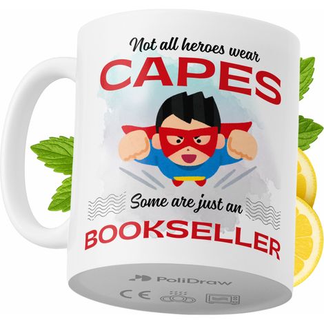 Lustige Kaffeetasse mit witzigem Textdesign für Buchhändler – ideal für Geburtstage, Namenstage und Feiertage. Hochwertige Tasse für besondere Anlässe, ob im Büro oder zu Hause. Farbe: Weiß, 330 ml.
