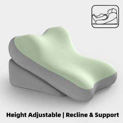 Oreiller ergonomique en forme de coin pour lit, dossier ajustable en mousse à mémoire de forme, idéal pour la lecture. Coussin de soutien en deux parties, antidérapant, pour les lombaires et la nuque. (1/5)