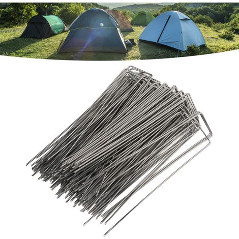 Piquets de sol en forme de U, fil d'acier galvanisé à chaud, piquets de couvre-sol, piquets de sol pointus inclinés, piquets de pelouse, toile de paillage, outils de jardinage, 2,5 mm d'épaisseur. (1/5)