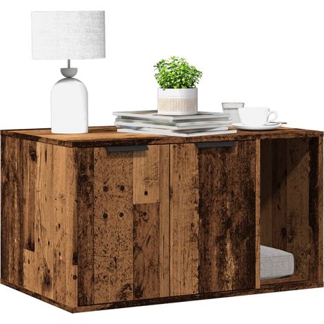 Mueble arenero de gatos madera ingeniería envejecida 80x50x45cm