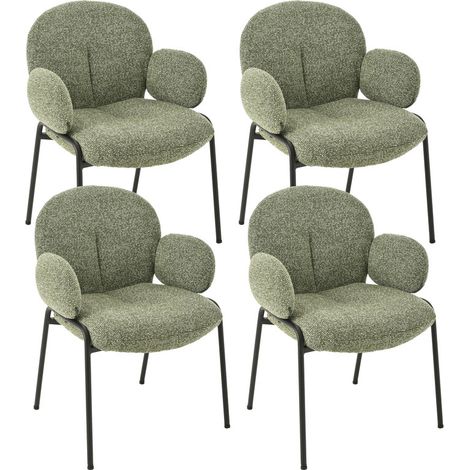 Goeurvant Sillas de Acento Elegantes con Respaldo Curvo y Patas Ajustables, Estilo Escandinavo - Juego de 4 - Verde