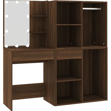 Maison Exclusive - Toeletta con LED e Armadietti Rovere Marrone Legno Multistrato