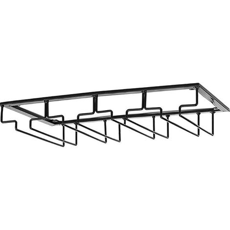 Support De Verre À Vin - Porte-Verres À Pied Suspendu Sous Armoire En Métal Avec Vis, Support De Rangement Pour Verre En Fer Inoxydable Avec 4 Rangées Pour Cuisine, Bar, Restaurant Noir (1/5)