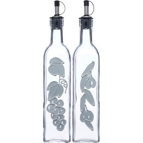 KitchenCraft World of Flavours - Set of Öl- und Essigflaschen of mit dekorativen Mustern, aus of Glas, 500 ml