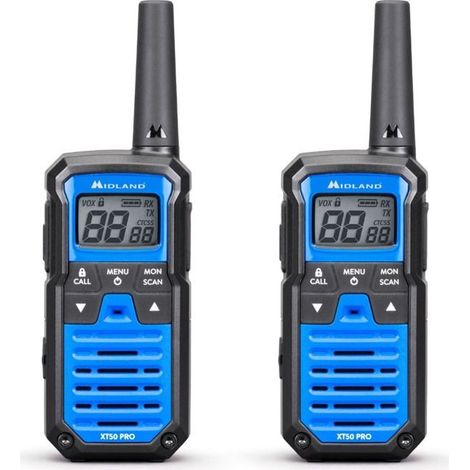 Paire de talkies-walkies doubles MIDLAND XT50 Pro - Avec batterie, chargeur et clip ceinture - C1464-AquaForge (1/5)