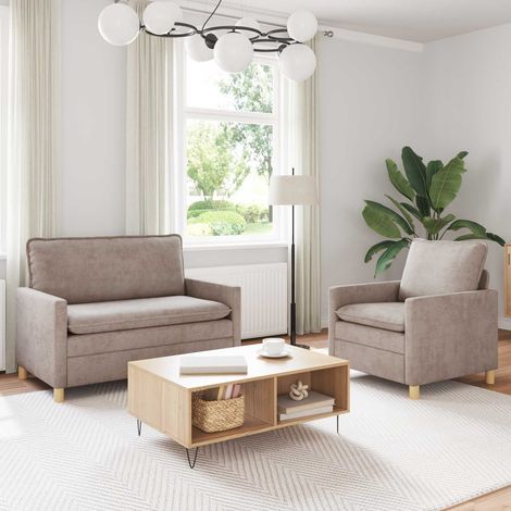 vidaXL Sofa Set 2 pcs Beige Polyester (1/5)