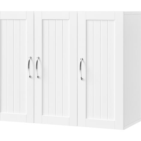 Homevive Armario de Baño Pared 75 x 60 x 31 cm Mueble Baño Suspendido con 3 Puertas Armario Colgante para Cocina Cuarto de Baño Altura Ajustable Blanco (1/5)