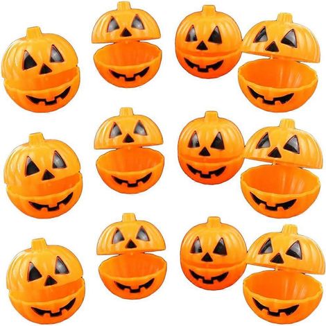 12er-Pack Mini-Aufbewahrungsboxen in Kürbisform für Halloween, aus Kunststoff, ideal für Süßigkeiten, Kekse, Partygeschenke, Scherzartikel und mehr. (1/5)