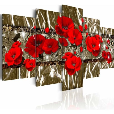 Tableau coquelicots dorés - 200 x 100 cm (1/4)
