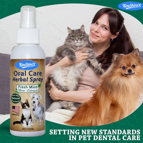 KineShineX Pet Oral Cleaning Spray: Pflanzliches Mund- und Zahnreinigungsspray für frischen Atem ohne Zähneputzen. (1/5)