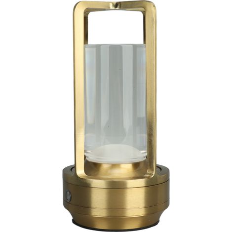 Lampe de table LED sans fil, 3 couleurs, variateur d'intensité progressif, rechargeable, lampe tactile, veilleuse, or (1/5)