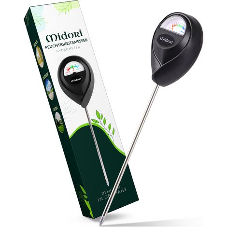 4 x Midori Boden-Feuchtigkeitsmesser Messgerät Hydrometer Pflanzen Schwarz 17,5 cm Sonde (1/5)