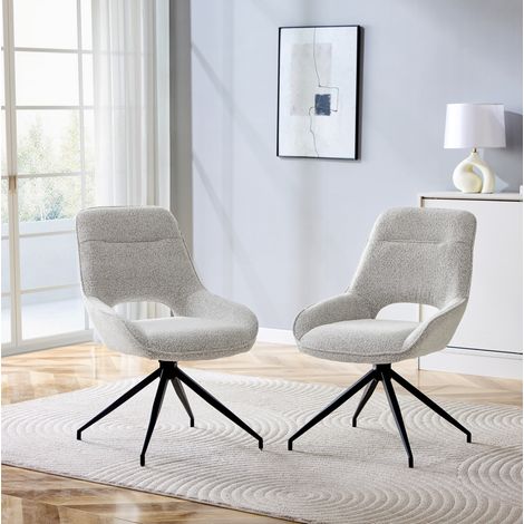Set di 2 sedie da pranzo 50x49x87 cm in tessuto grigio caldo, girevoli per soggiorno FloraGrace (1/5)