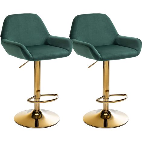 Set di 2 sgabelli da bar Braga in velluto oro Verde scuro