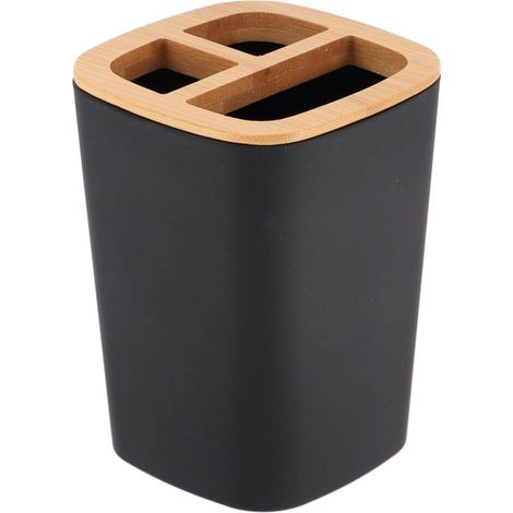 Zahnbürstenhalter aus rubber + abs und bambus - schwarz - Tendance (1/2)